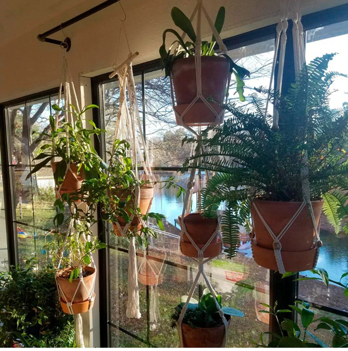 Suspension pour plantes en macramé faite à la main