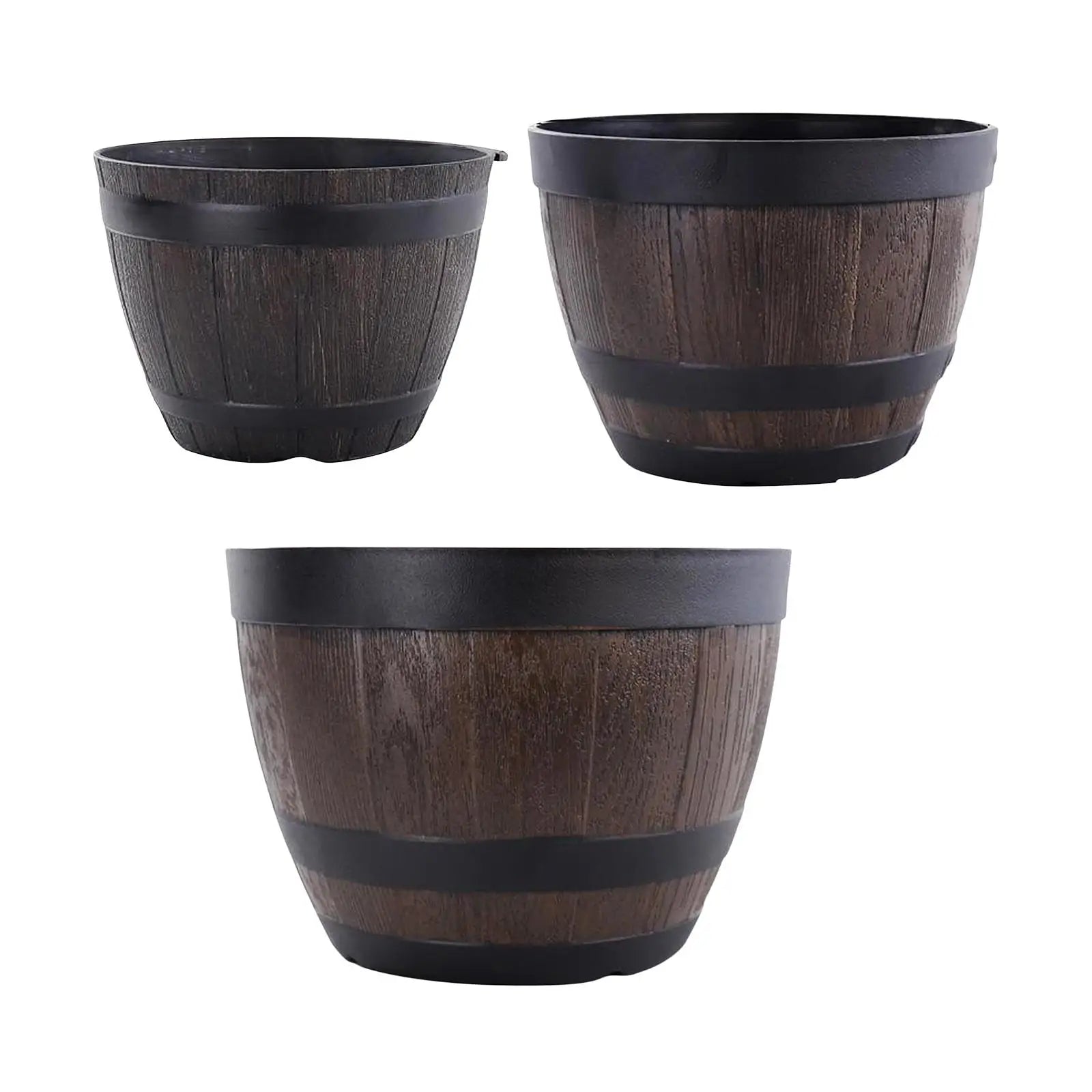 Grand pot de fleurs en forme de tonneau