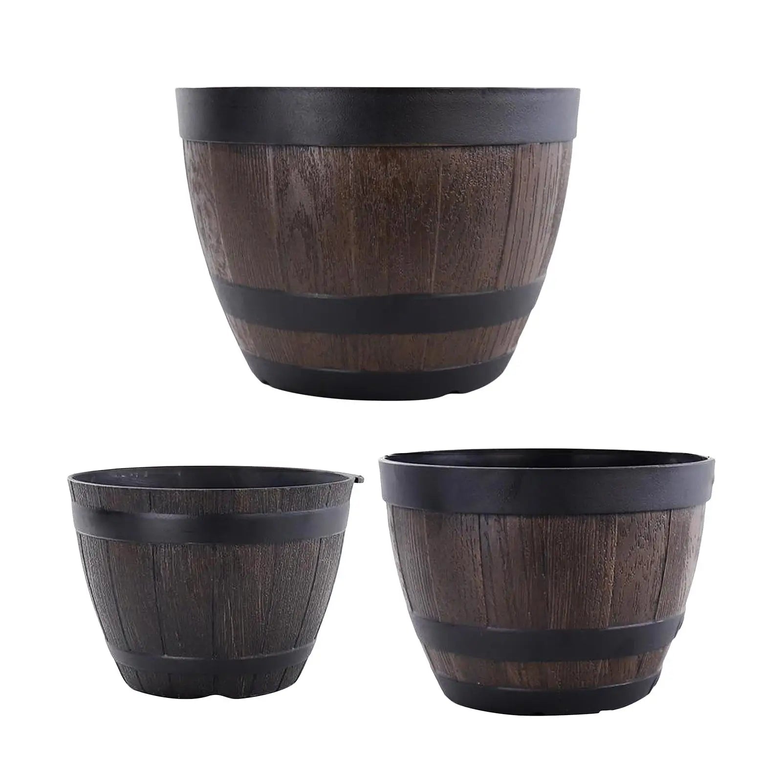 Grand pot de fleurs en forme de tonneau