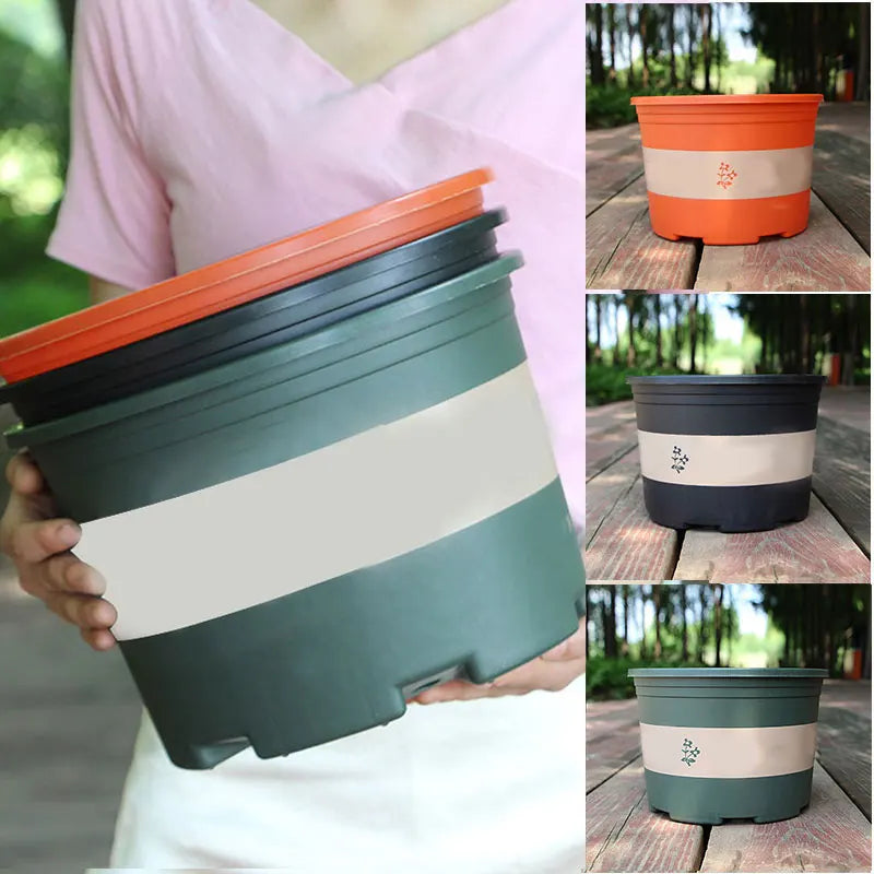 Grand pot de fleurs rond et court