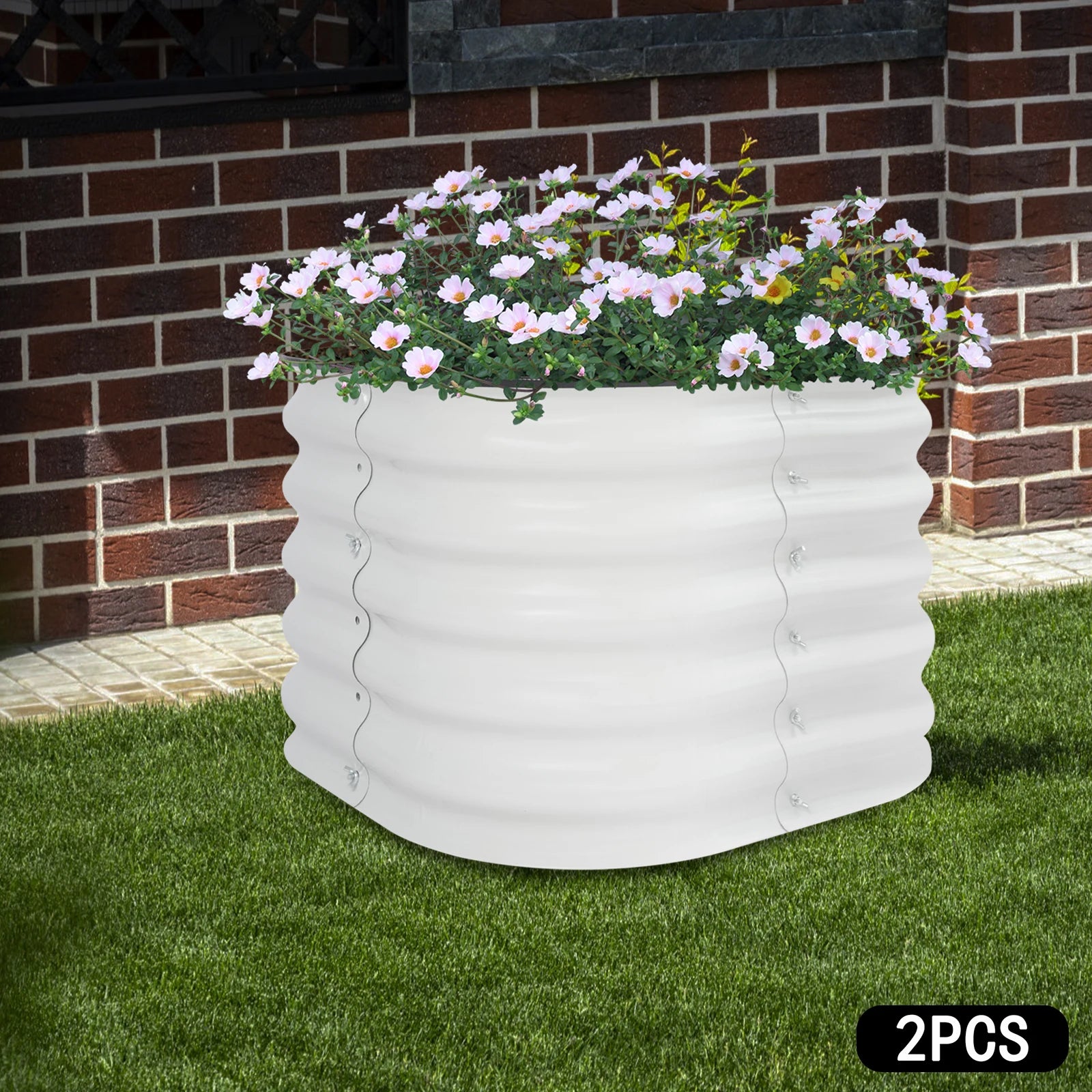 Lot de 2 pots de fleurs ronds en métal