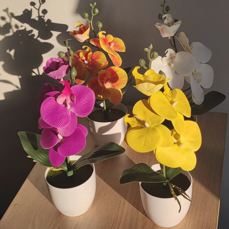 Orchidée papillon artificielle en pot