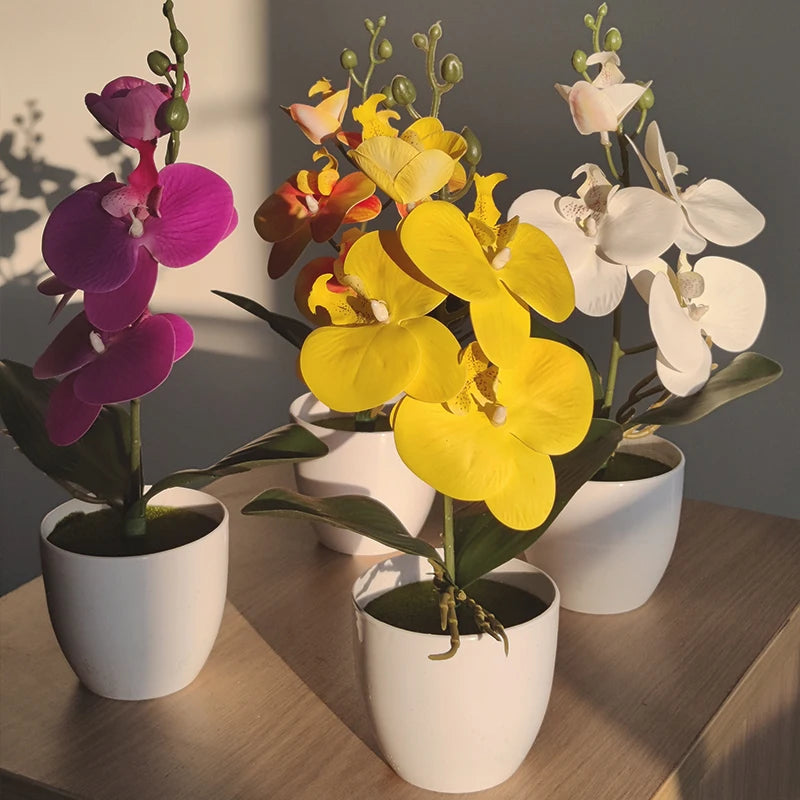 Orchidée papillon artificielle en pot
