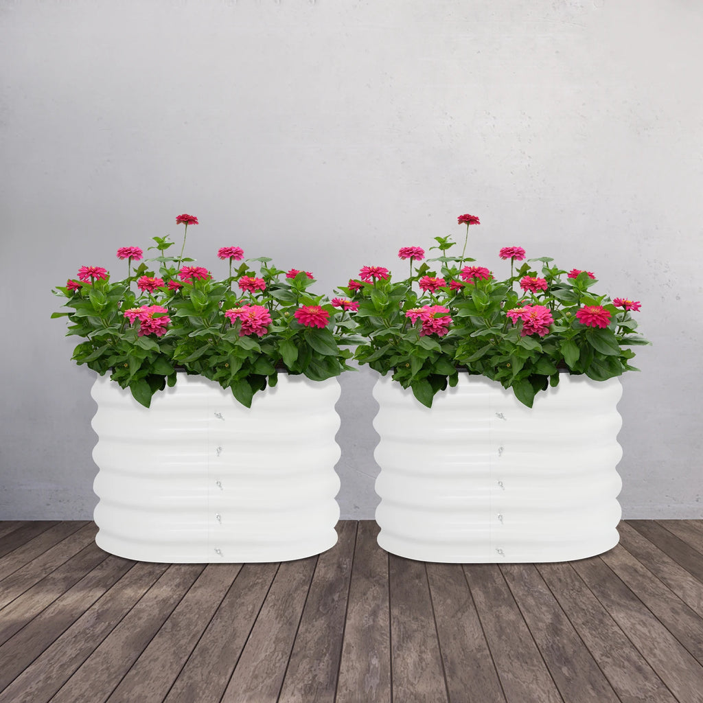 Lot de 2 pots de fleurs ronds en métal